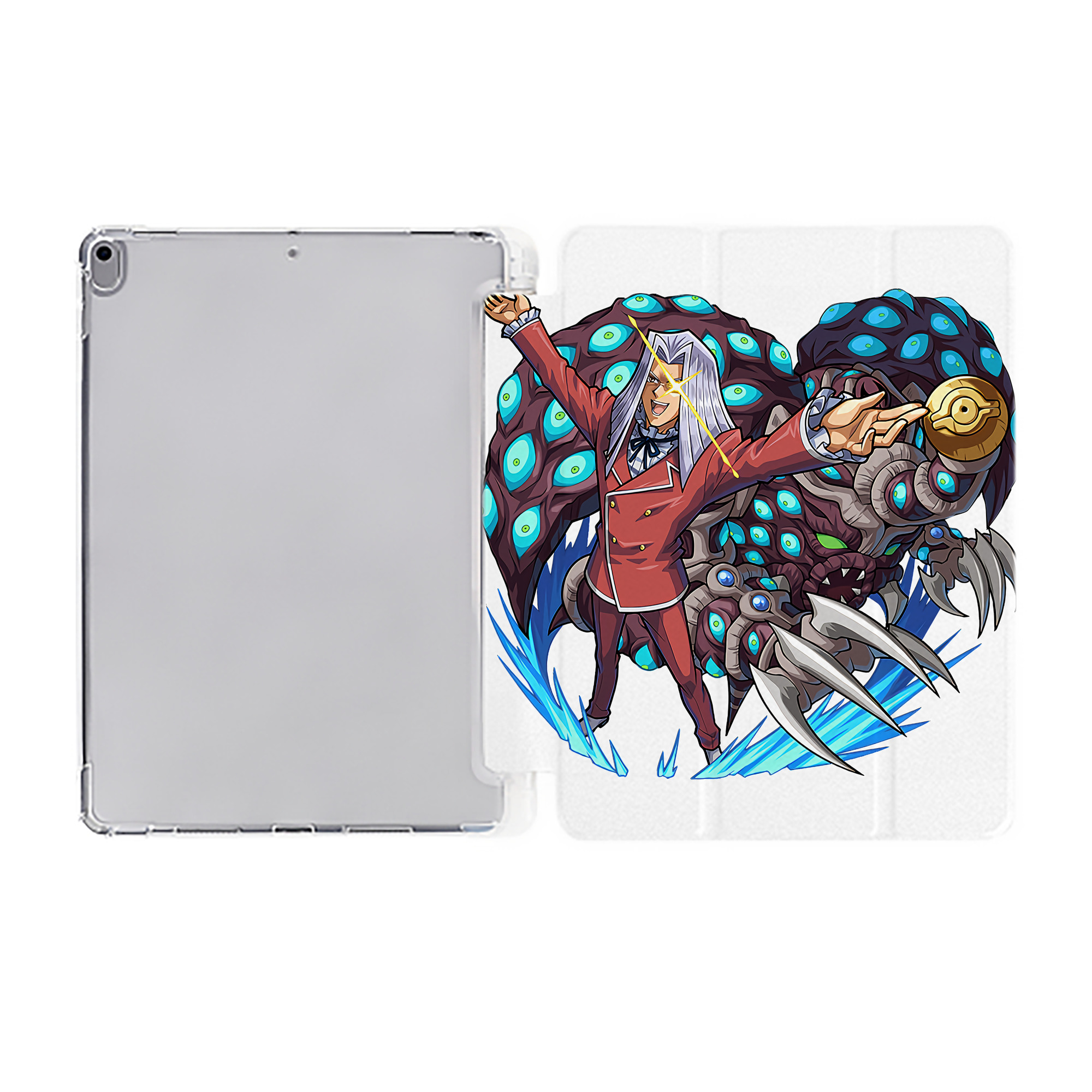 （画像用） 遊☆戯☆王 Yu-Gi-Oh! IPad ケース ペン収納付き 三つ折りスタンド PUレザー×シリコン 対応機種9.5/10.5/10.9インチ